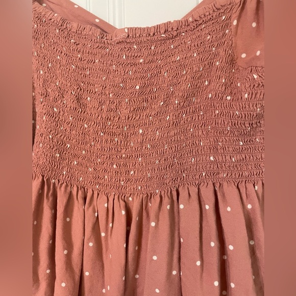 Japna Women's Mauve Viscose V-Neck Polka Dot Ruffle Cap Sleeve Peplum Top Size M - Picture 4 of 6